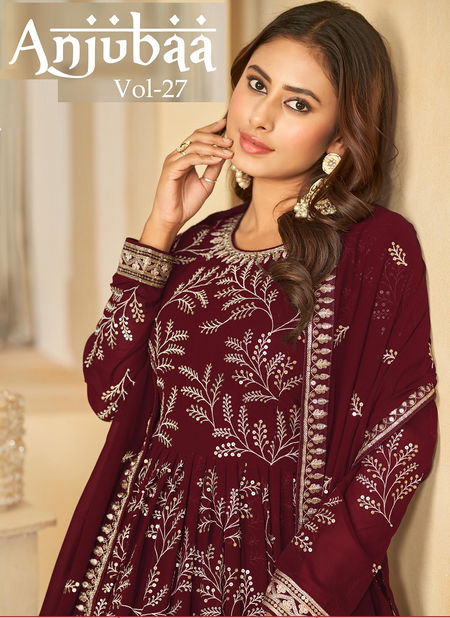 Anjubaa Vol 27 Faux Georgette Wedding Wear Gown With Dupatta Wholesale Shop In Surat Catalog